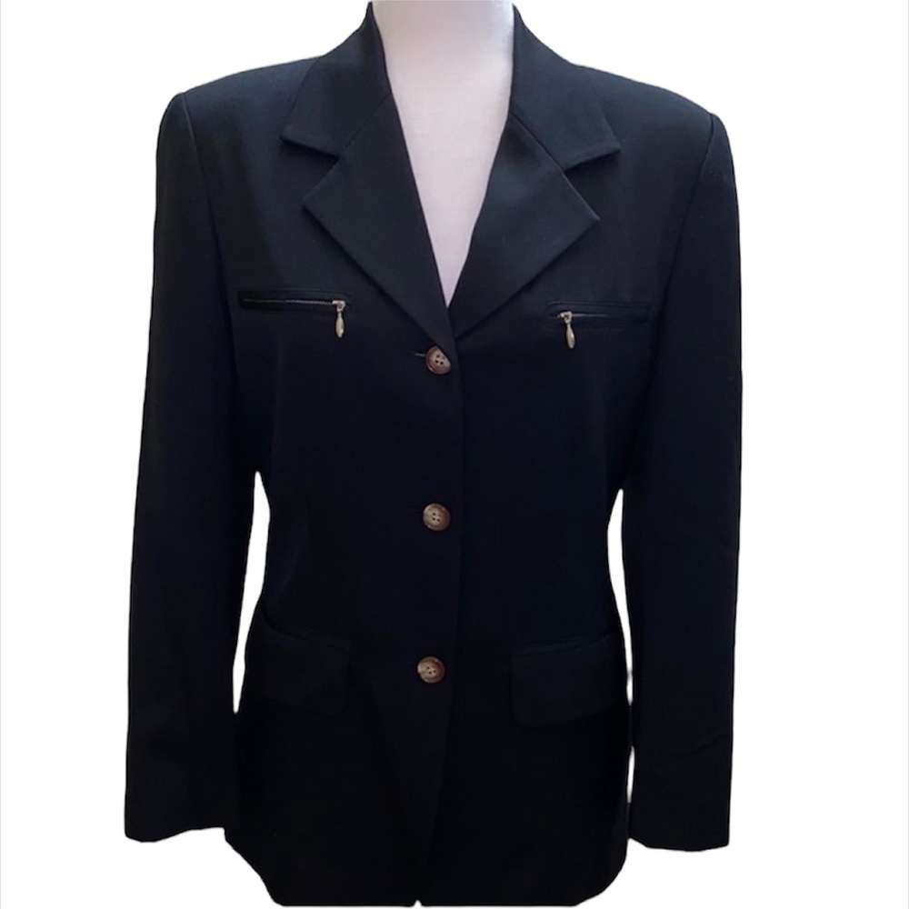 Theme long button zipper black blazer jacket Japan